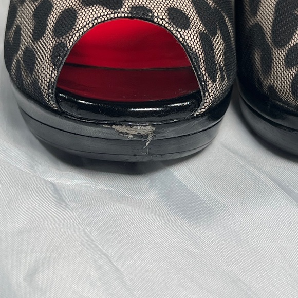 Moda Spana Leopard Print Mesh Peep-toe Platform Pumps - Size 7.5 - Picture 3 of 7